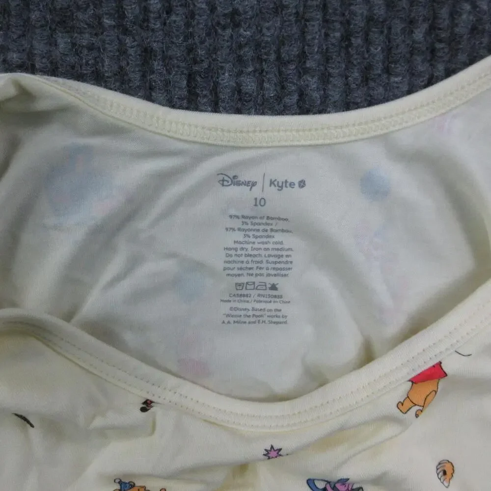 Disney Kyte Dress Girls 10 Yellow Winnie The Pooh Fit & Flare Short Sleeve NWT